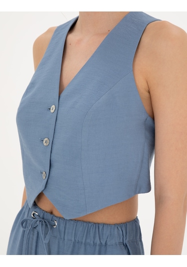 Pierre Cardin Kadın İndigo Yelek Dokuma 50288563-vr028 Indigo