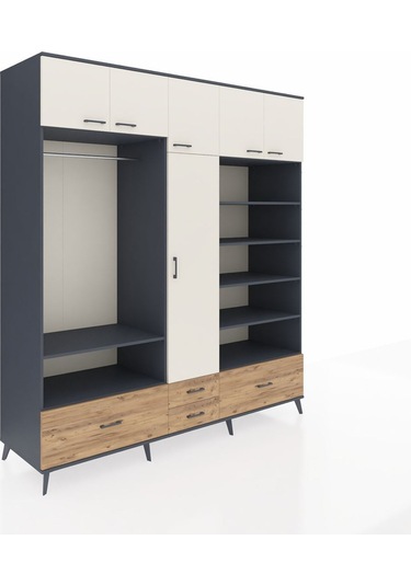 Kronos Dolap 18 Raflı 4 Çekmeceli Tek Askılı 220x59x243 Antrasit-aytaşı/çam Aytası/atlas Çam Kronos Dolap 18 Raflı 4 Çekmeceli Tek Askılı 220x59x243 Antrasit-aytaşı/çam Aytası/atlas Çam