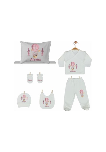 Pia Baby Gl 2012 İsme Özel Balonlu Yastık Zıbın Set Pembe