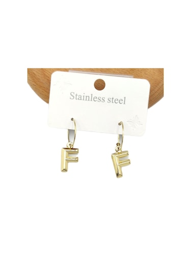 Çelik F Harf Halka Küpe