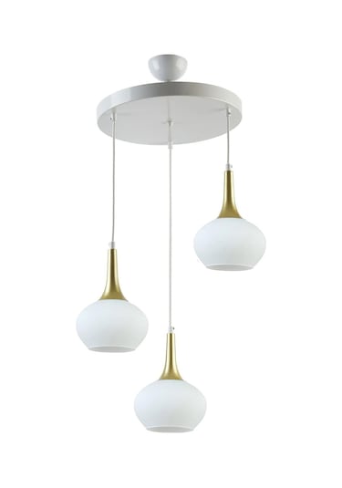 Nero Modern Tasarım Salon Cafe Mutfak Beyaz Renk Beyaz Camlı 3 Lü Avize Diğer