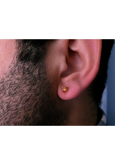 Sirius Sitrin Tektaş Erkek Küpesi 0823E0049