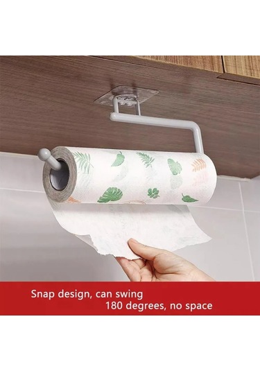 Reedark Küçük Boy Sürekli Montajsız Mutfak Kağıt Havlu Tutucu - Pp Malzeme Beyaz Renkli 14.5x6.3x7.5cm