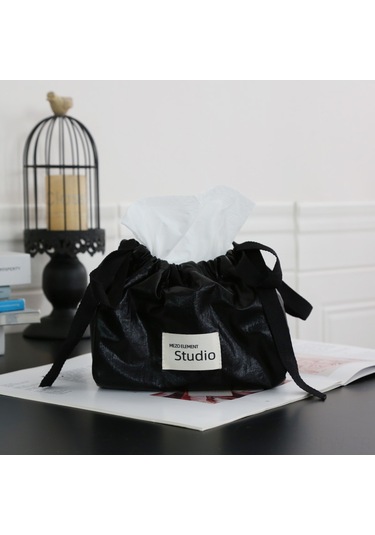 Maiyame Siyah Minimalist Poliester Havlu Kutusu - Ev Ve Araç İçin Çok Amaçlı Dekoratif Saklama Çantası - Fabrika Direkt Satış Elegan Siyah