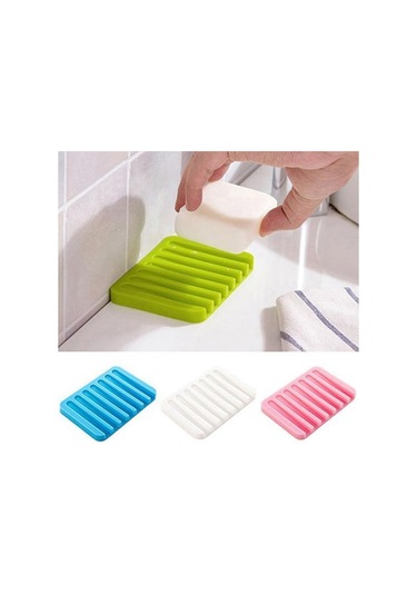 Yeşil Esnek Banyo Silikon Sabunluk Depolama Tutucu Soapbox Plaka Tepsi Drenaj