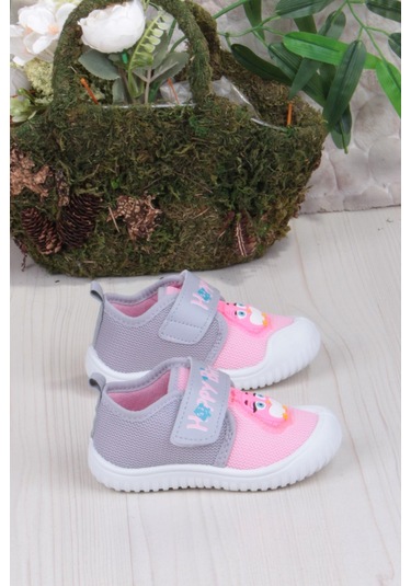 Fort 3356 Gz Kuş Figürlü Anaokulu Kreş Ev Kız Çocuk Keten Panduf Ayakkabı Pembe
