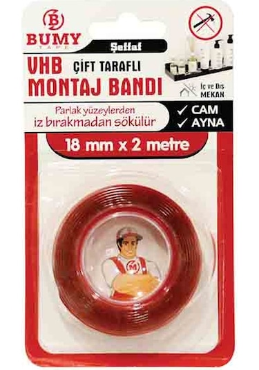 Bumy Vhb Montaj Bandı 18 Mm X 2mt Şeffaf