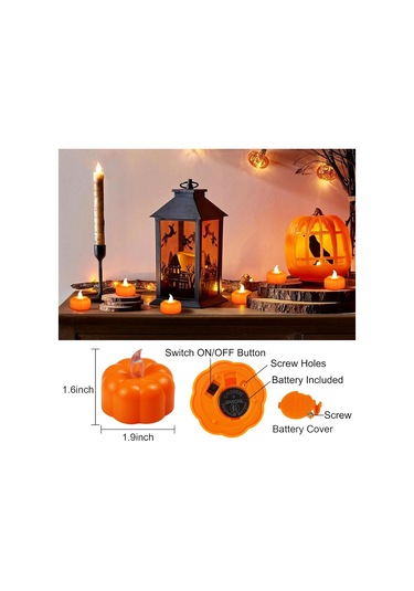 Cadılar Bayramı Balkabağı Tealight Süslemeleri Sonbahar Dekorasyonu, 24'lü Paket Led Turuncu Balkabağı Mumları Alevsiz Pil İle Çalışır Çok Renkli