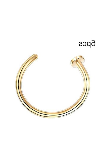 Flybuy Zımbası X Şeklinde Paslanmaz Küpe, Halkası Dudak Deliksiz Çelik C Burun Burun Boyut: Bandı Altın Adet 8+2 5 1.0 Mz Altın