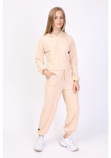 Toontoy Kız Çocuk Eşofman Takım Bej