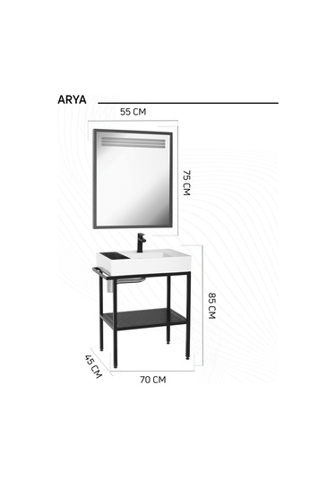 Creavit Arya Ayna 65 Cm Siyah Cam