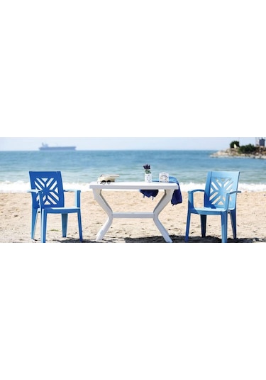 Omnipazar Mt-gf240 Prima Roccia Plastik Dikdörtgen Bahçe Balkon Masa 70x110 Cm Beyaz