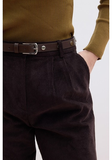 Fitilli Kadife Straıght Fit Pantolon Acı Kahve Acı Kahverengi
