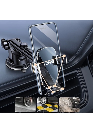 Hightower Araç İçin Altın Renkli Siyah Evrensel Destekli Emniyetli Cep Telefonu Tutucu