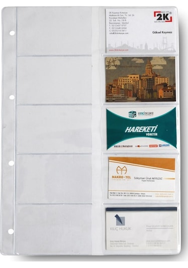 Mekanizmalı Kartvizit Albümü Yedeği Şeffaf Geniş 10 Gözlü 21x30 C Şeffaf