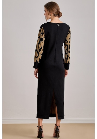 Maxi Çok Renkli Jakarlı Elbise Çok Renkli