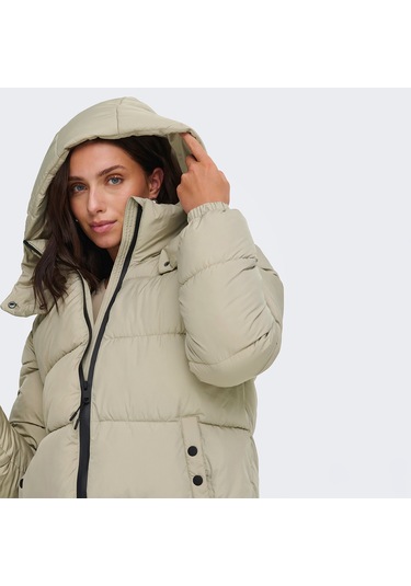 Jacqueline De Yong Esta Life Padded Kadın Bej Kapüşonlu Ceket Bej