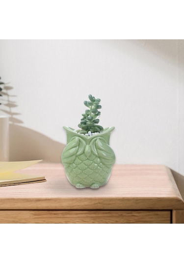 Suntek Magideal Saksı Baykuş Şekli Seramik Ev Hayır-bak-yeşil