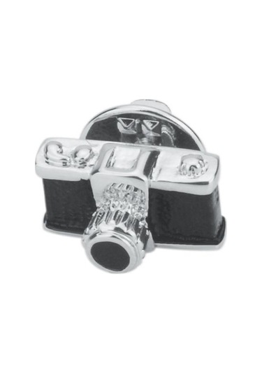 Magideal Suntek Siyah Retro Kamera Broş Gümüş