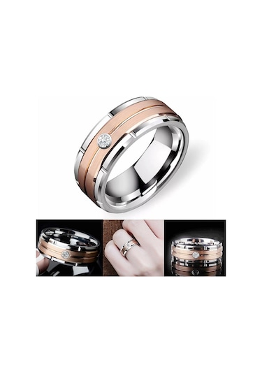 Altın Moda Çok Yönlü Titanyum Çelik Erkek Yüzük Işık Lüks Mizaç Çift Zirkon Yüzükler 13