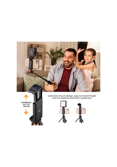 Kangvka Alüminyum Tripod Selfie Stick, Telefon Ve Kamera Uyumlu, Bluetooth Kumanda, Telefon Tutucu, 1/4 Vida Bağlantısı, Siyah Kf09.128v1