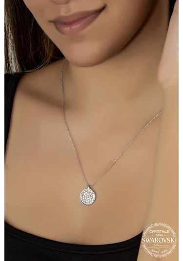 Union Swarovski Crystal Kadın Yuvarlak Gümüş Kolye