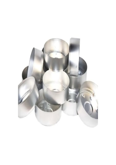 50 Adet Boş Alüminyum Tealight Mum Kabı Maxi Boy 5,5 1,8 Cm Beyaz