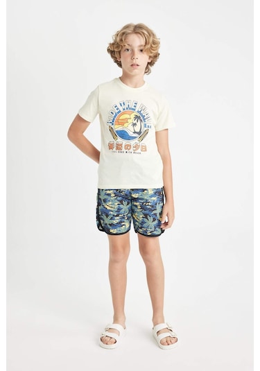 Defacto Erkek Çocuk Desenli Deniz Şortu C5590A824HSIN120