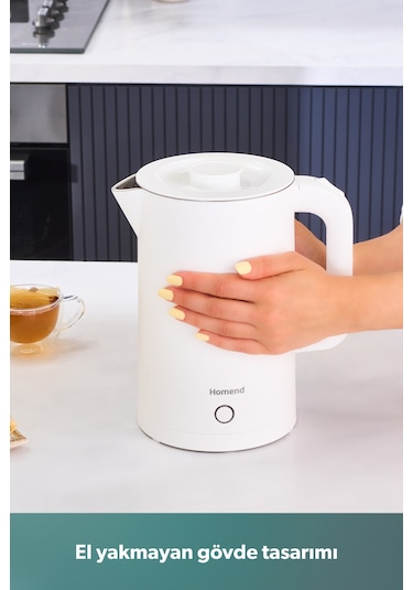 Homend Heatrow Cool Touch 1618h Çift Duvarlı Sessiz Xl Su Isıtıcısı Kettle