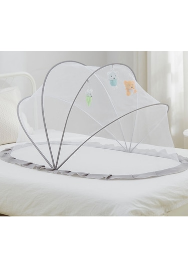 Relaxed Beşik Cibinlik Çocuk Bebek Yatağı Anti-cibinlik Kapağı Yenidoğan Dipsiz Katlanabilir Moğol Yurt-soluk Gri