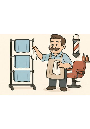 3 Katlı Berber Havlu Askısı Siyah