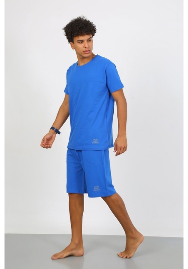 Akbeniz Erkek Pamuk Lakost Alt Üst Kaprili Pijama Takım Saks 6872 Saks