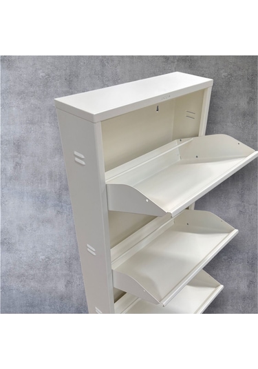 Metal Ayakkabılık 3 Lü Beyaz Ral 9016 Krem