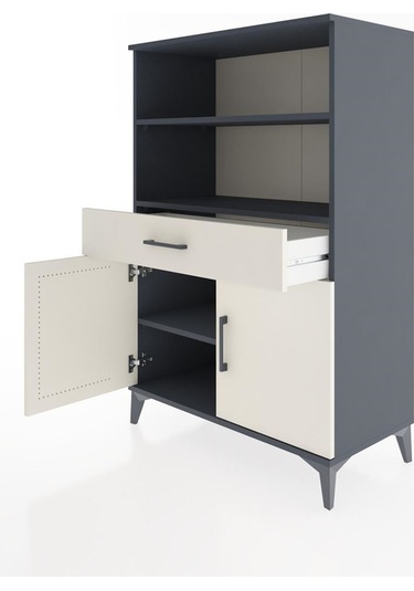 Hyperion Dolap 3 Raflı Tek Çekmeceli 2 Kapaklı 88x44x134 Antr... Antrasit