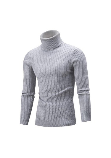 Gri Erkek Rahat İnce Balıkçı Yaka Kazak Sıcak Uzun Kollu Üstleri Triko Artı Boyutu Sıcak Slimbase Takım Elbise Sıcak Tutmak Giysiler Uzun Üst Gri