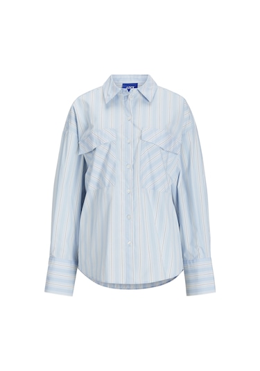 Jack & Jones Kadın Çizgili Gömlek - Ava - 12269669 Cashmere Blue Mavi