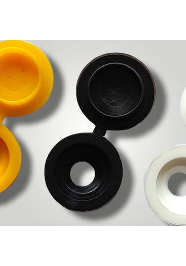 100 Adet Menteşeli Siyah Plastik Vida Kapağı, Vida Gizleme Kapağı