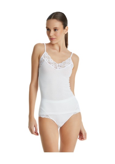 Blackspade Kadın Atlet İnce Askılı Dantelli Private 1984 - Beyaz