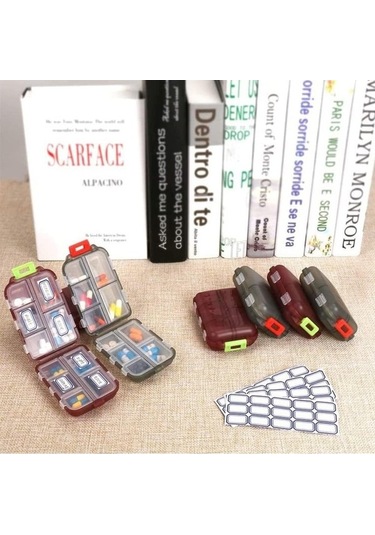 Ulzyvf 7 Bölmeli Taşınabilir Hap Kutusu - İlaç Kesici Dahil, Yaşlılar Ve Çocuklar İçin Pratik Kahverengi Kahverengi