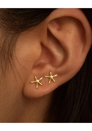Geeksen Bayanlar İçin 14k Altın Deniz Yıldızı Küpe, Saçma-sapan Olmayan, Hafif, Alerjiye Dayanıklı, Zarif Tekstil Çift Gold