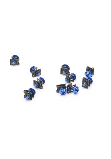 Moveevo M6 Motosiklet Paneel Sabitleme Seti - 10 Adet Alüminyum Somun Ve Hız Klampları - Mavı