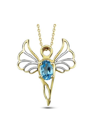 Barış Meleği Mavi Topaz Taşlı Kolye (Mikail)