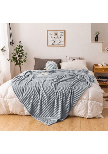 Mulberry Tek Kişilik Fitilli Yumuşak Dokulu Battaniye 170 x 230 Açık Gri