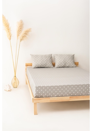 Soley Mix & Match Hearts %100 Pamuk Tek Kişilik Çarşaf Seti Gri