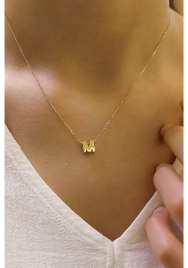 Altın 3 Boyutlu M Harfi Ve Altın Zinciri