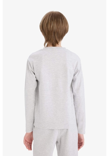 Defacto Erkek Çocuk Bisiklet Yaka Basic Düz Uzun Kollu Okul Tişörtü K1686a625augr400 Gri
