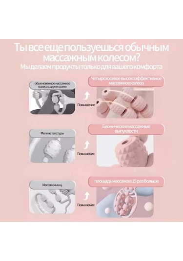 Padalink "24 Tekerlekli Profesyonel Masaj Aleti - Bacak, Kol Ve Boyun Kaslarını Rahatlatır" Pembe