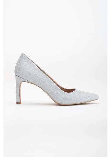 Kadın İnce Topuklu Stiletto Gümüş Parlak Malzeme Aynalı Jurdan-3775 GUMUS