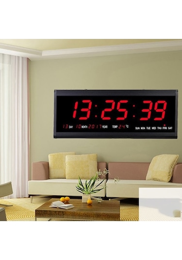 Ganzhoushop Zaman Takvimi Suntek Sıcaklık Saati Saat Led Göstergeli Elektrikli Duvar Dijital Xg Siyah