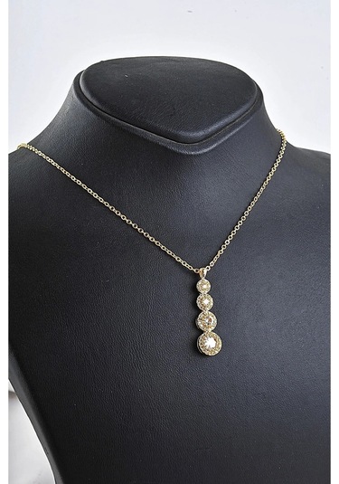 Ervanur Dört Sıra Zirkon Taşlı Su Yolu Kolye Altın